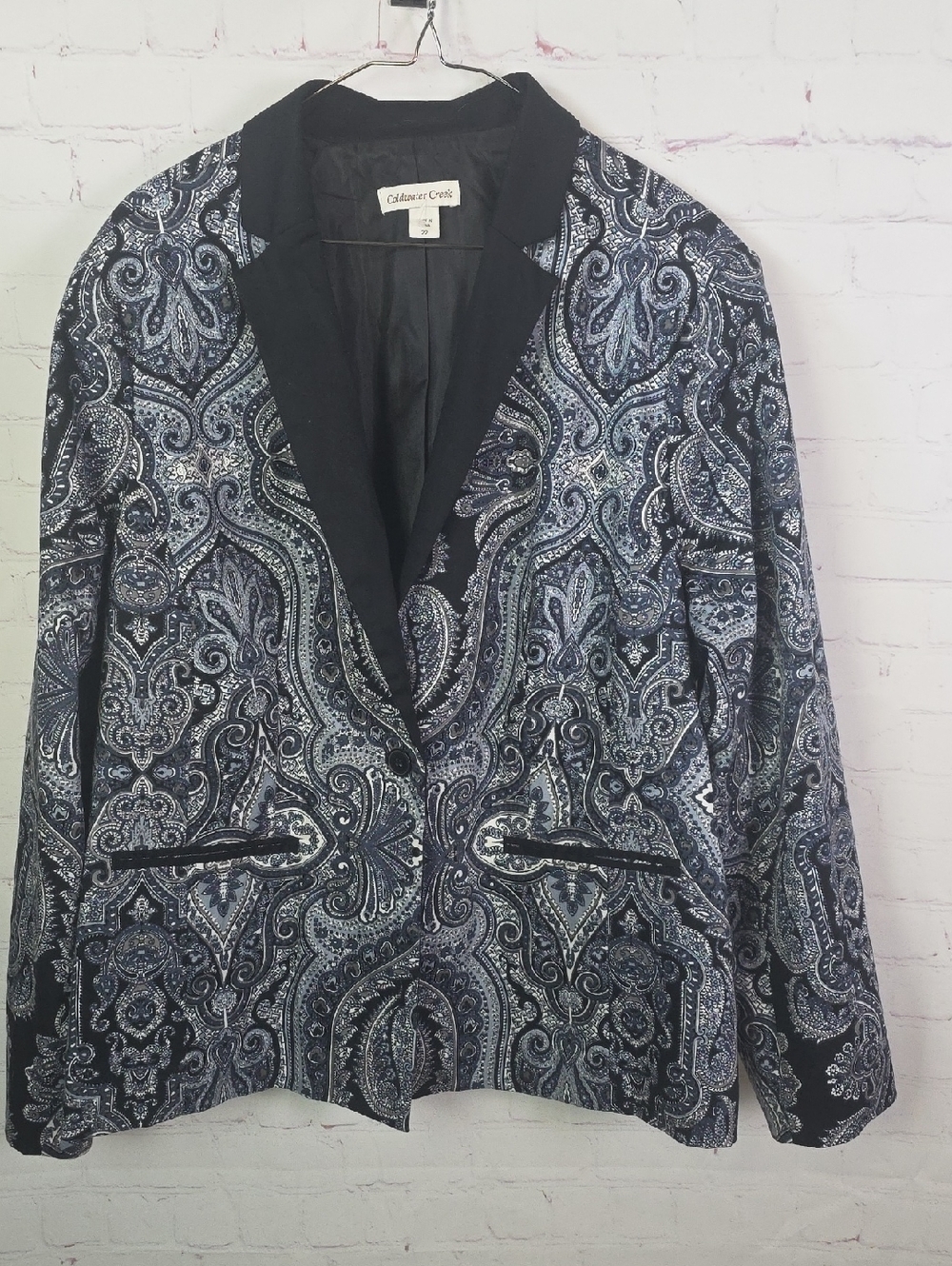 Coldwater Creek SZ 22 Navy & Black Paisley Blazer